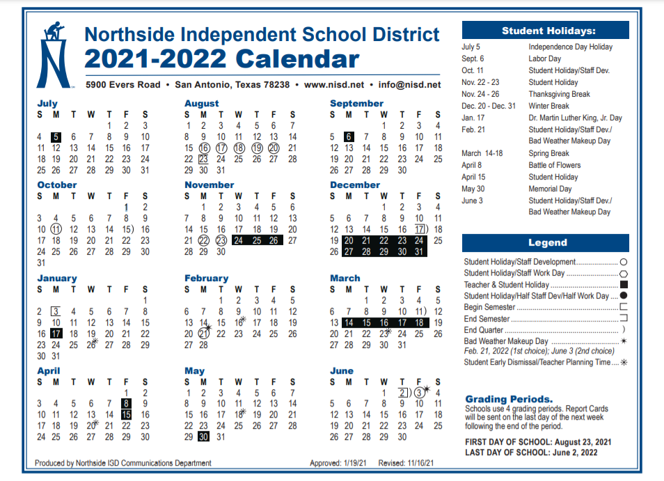 Teacher & Student Holiday January 17 | Brennan High School Northside Independent School District