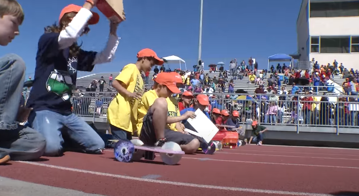 Student competing at Solar Car Race Day