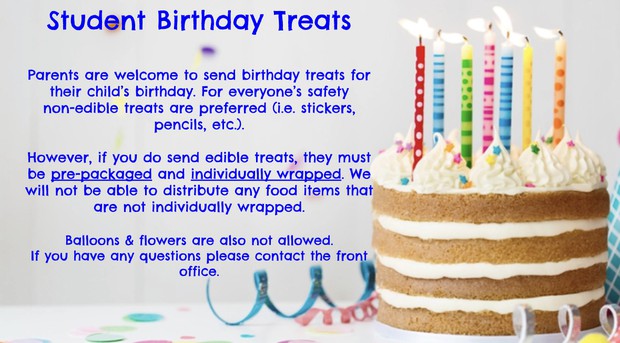 Birthday treats policy at Mora Elementary