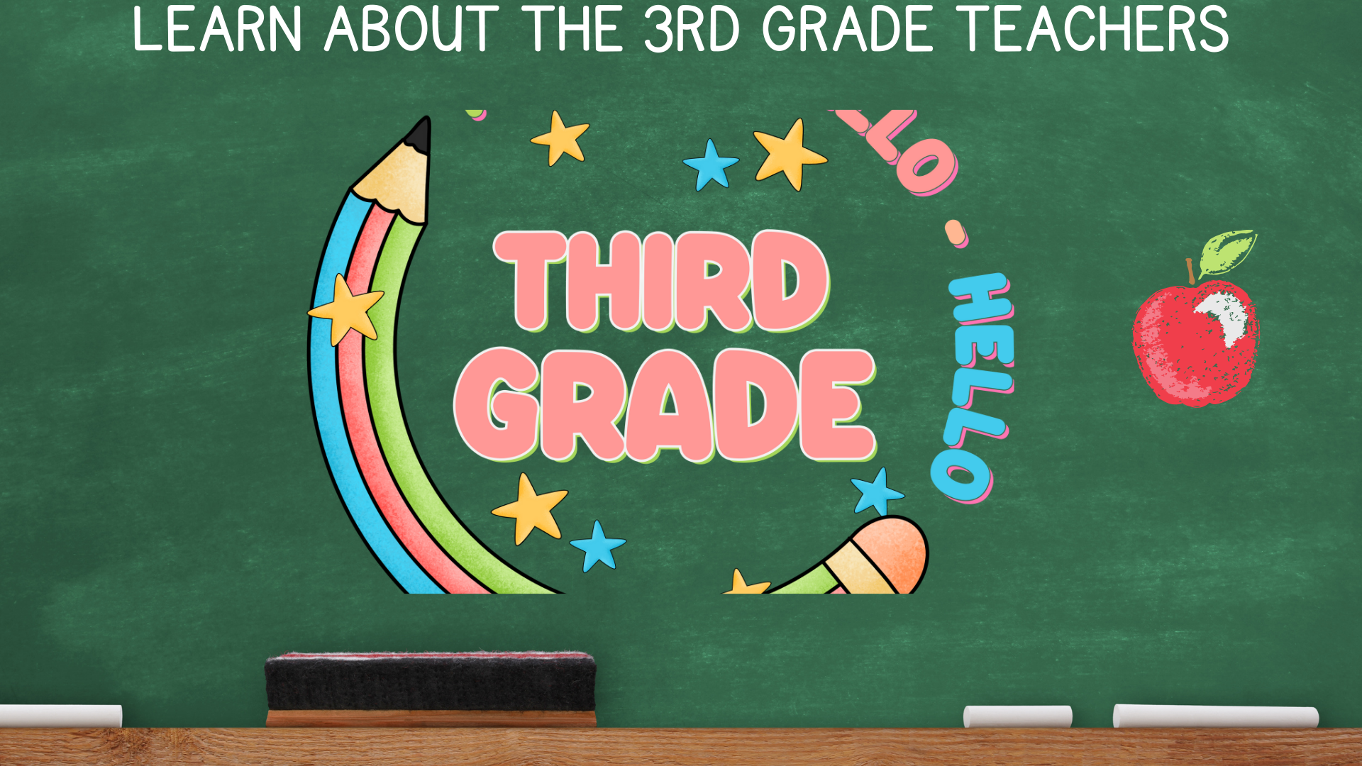 Image displaying a chalkboard with the message of hello third grade in the middle of it