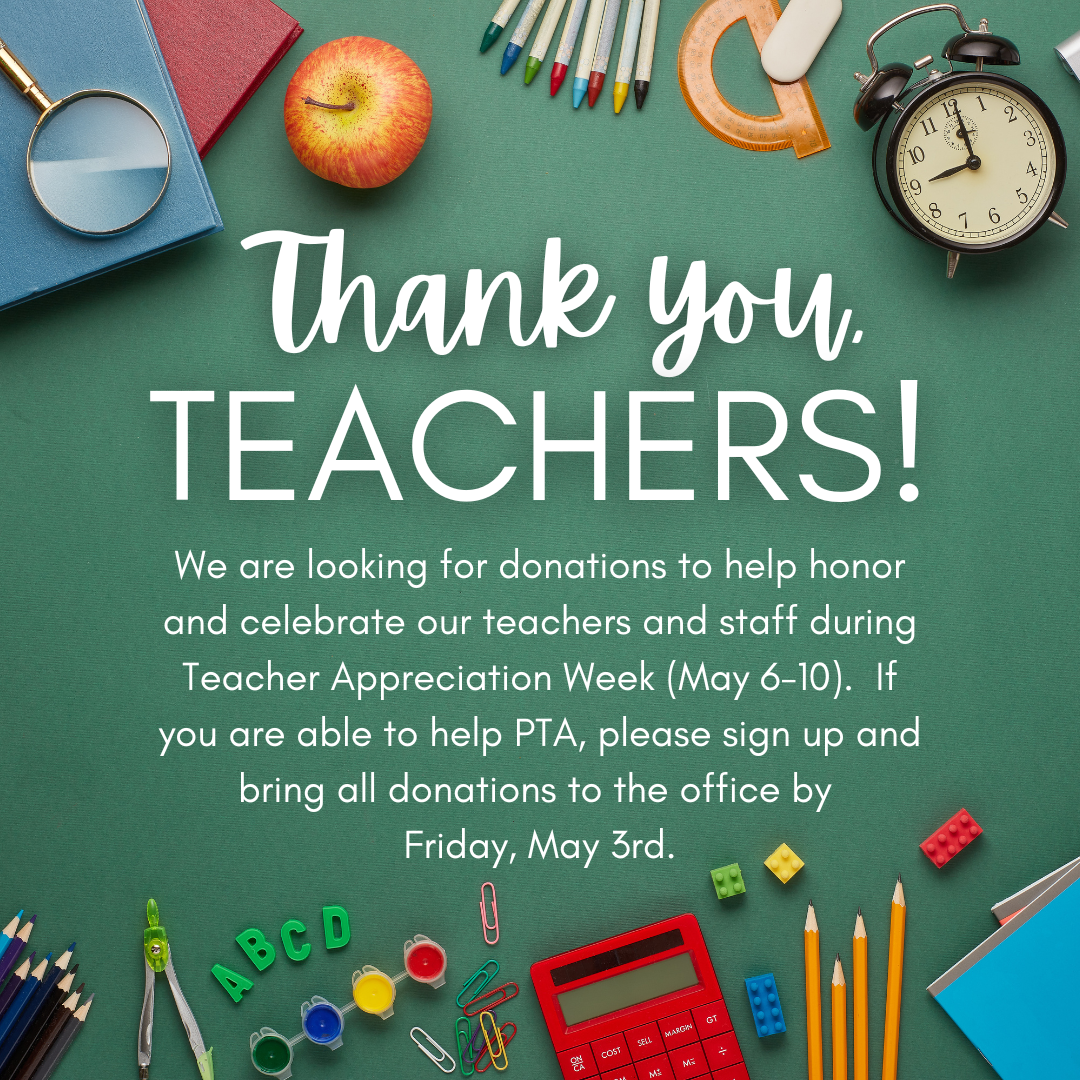 Thank you teachers donation flyer to help with teacher appreciation week 