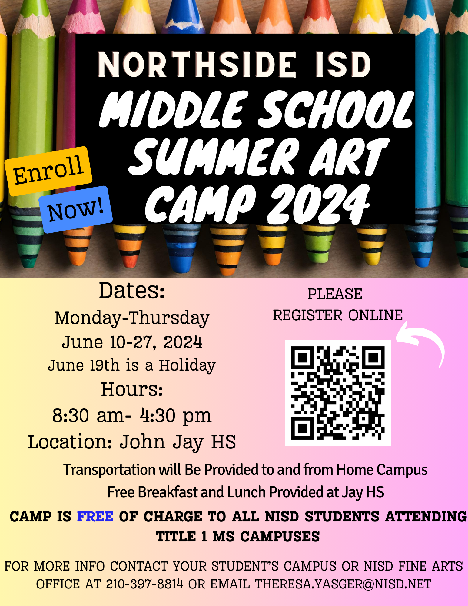 Middle School Summer Art Camp 2024 English