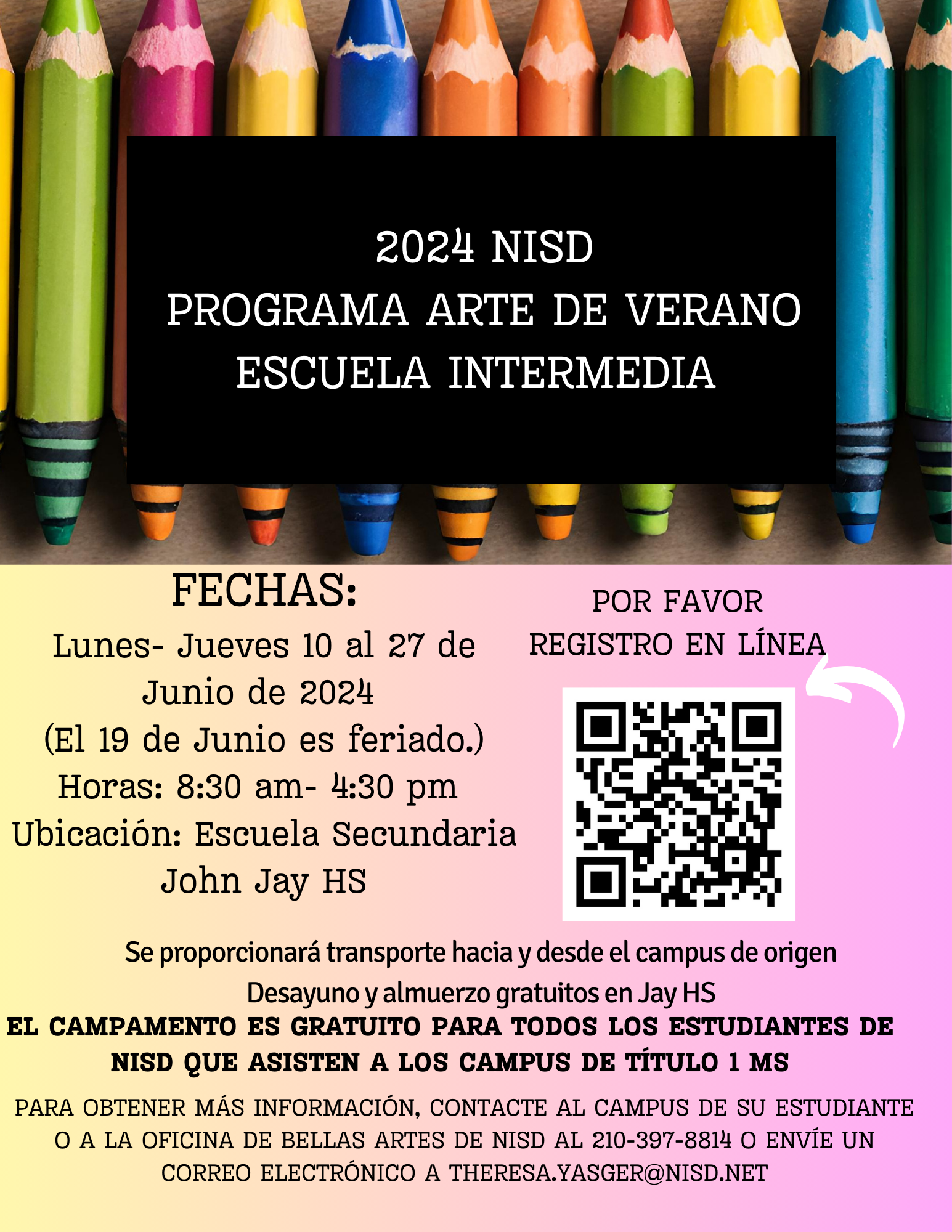 Middle School Summer Art Camp 2024 Spanish