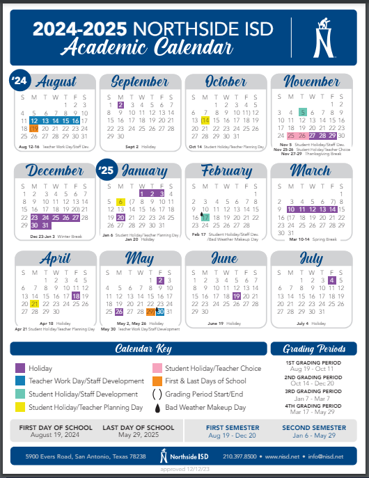 2024-2025 NISD School Calendar