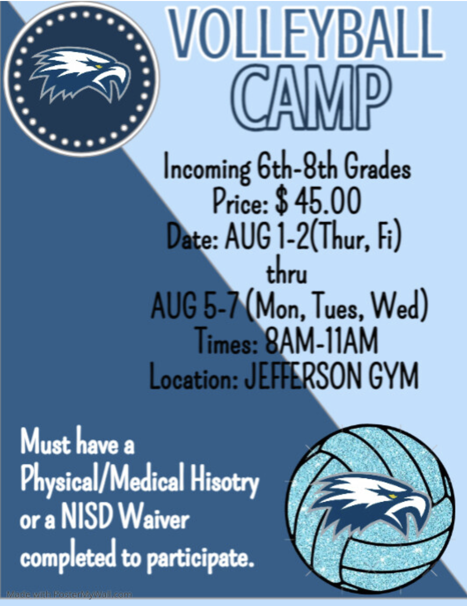 Volleyball Camp Aug 1-7 Flyer 2024