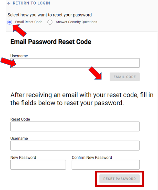email password reset