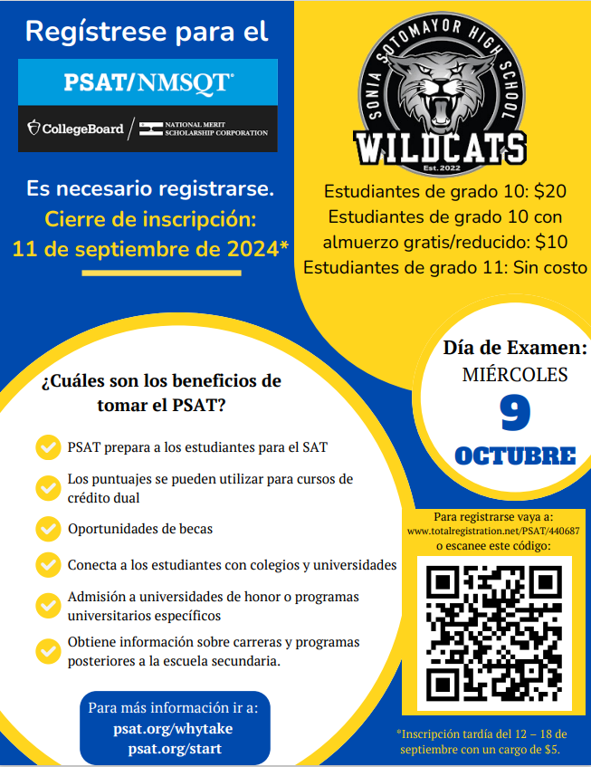 PSAT Flier in Spanish