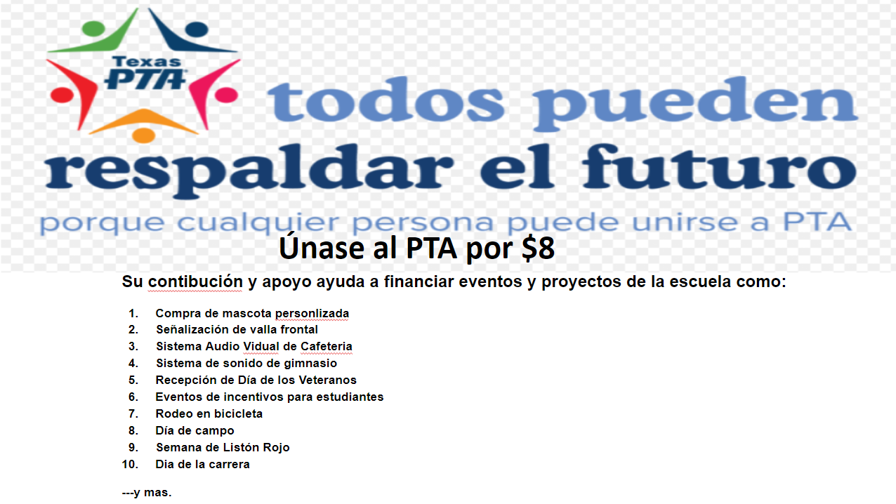 Todos pueden, respaldar el futuro, Unase al PTA for $8