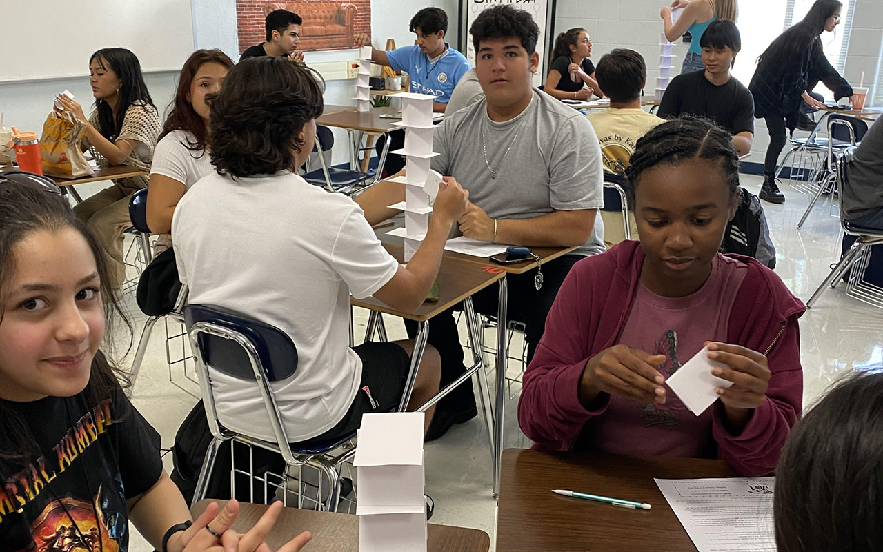 Students working on group projects