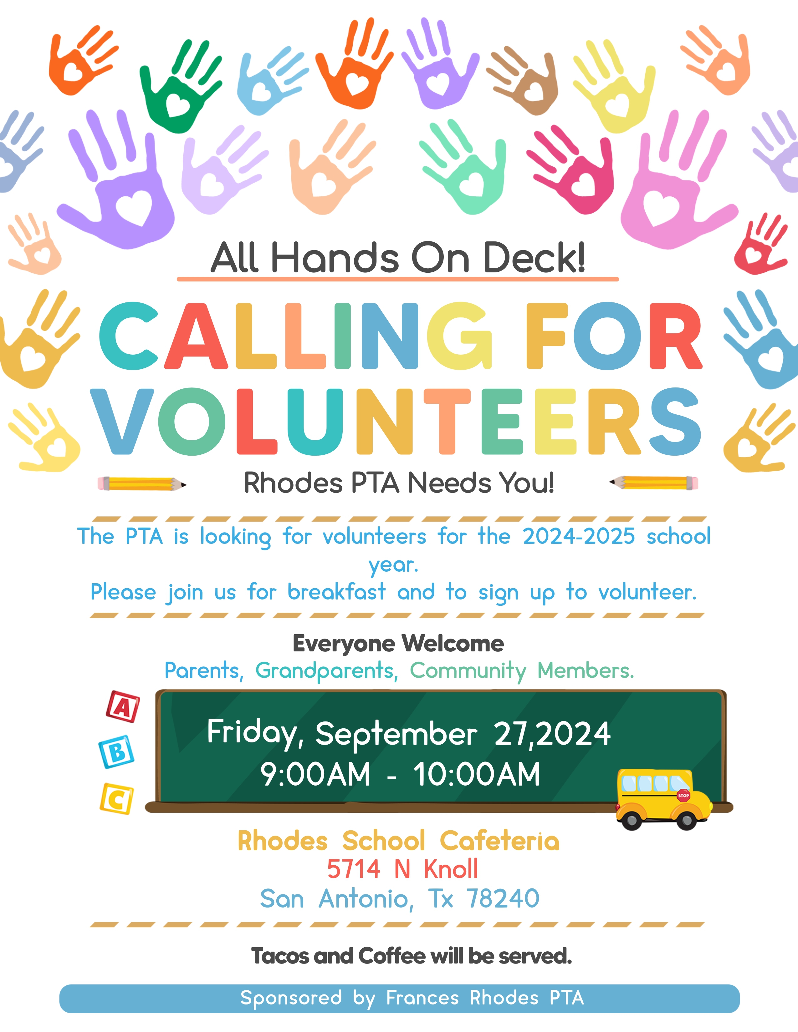 Volunteer Recruitment flyer for PTA