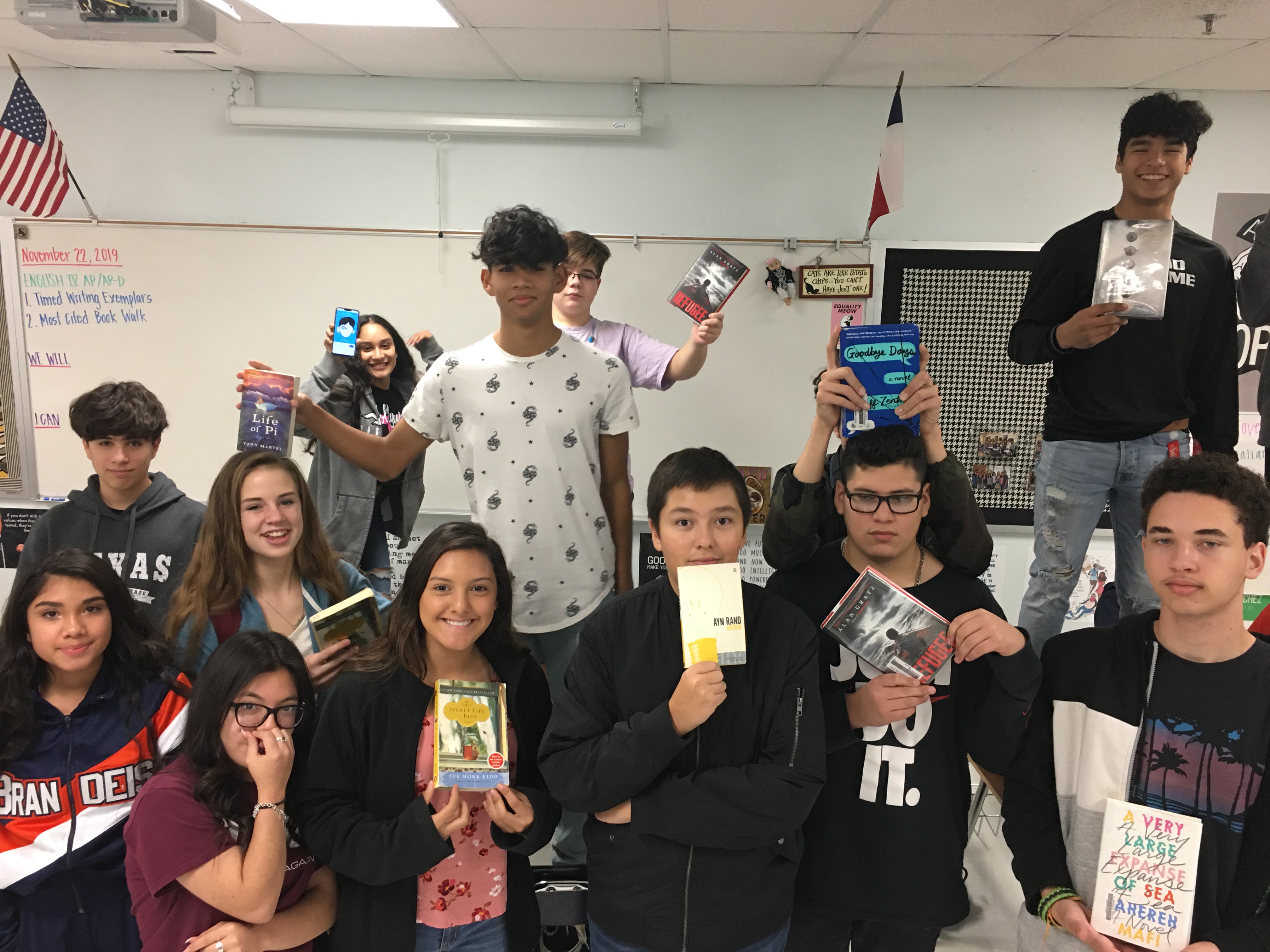 Students with their book selections