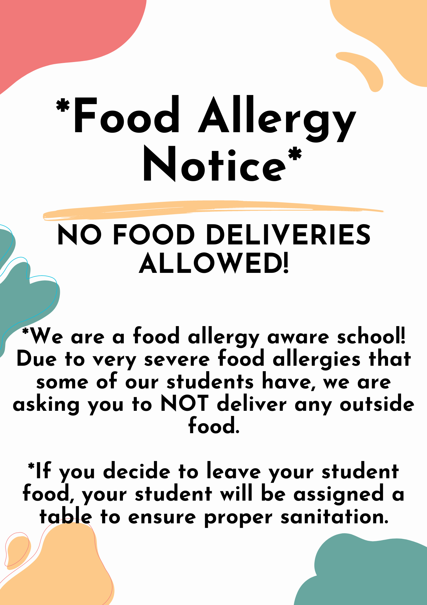 Food Allergy Notice flyer