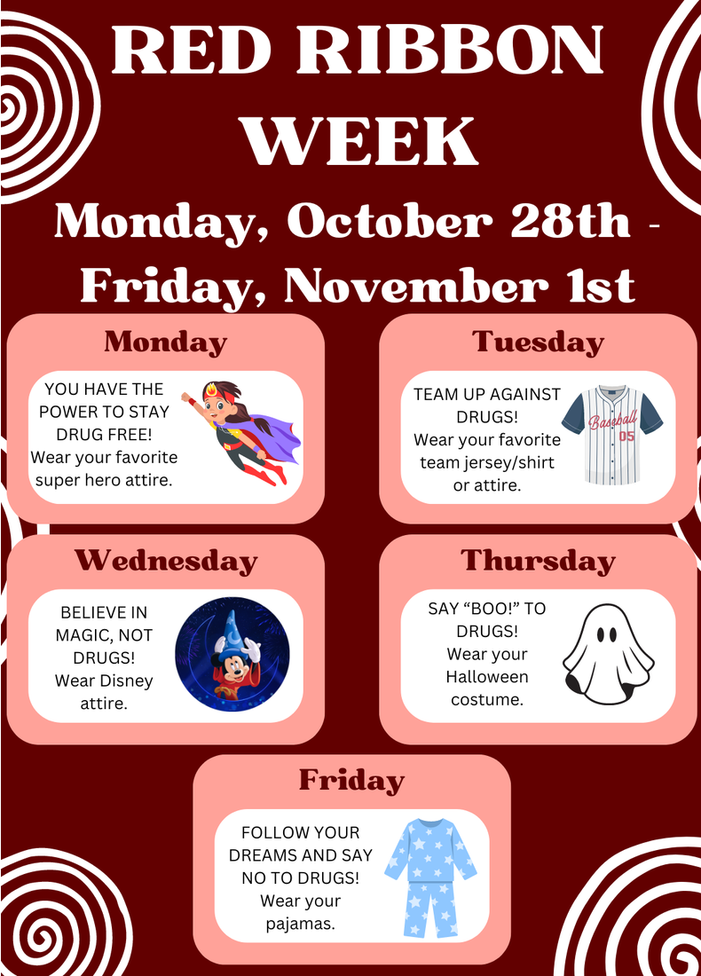 Red Ribbon Week, dress up days flyer