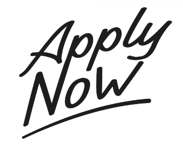 Graphic black and white font announcing "Apply Now"