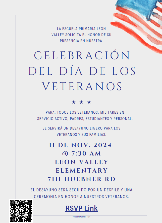 Invite to Veterans Day Celebration in Spanish