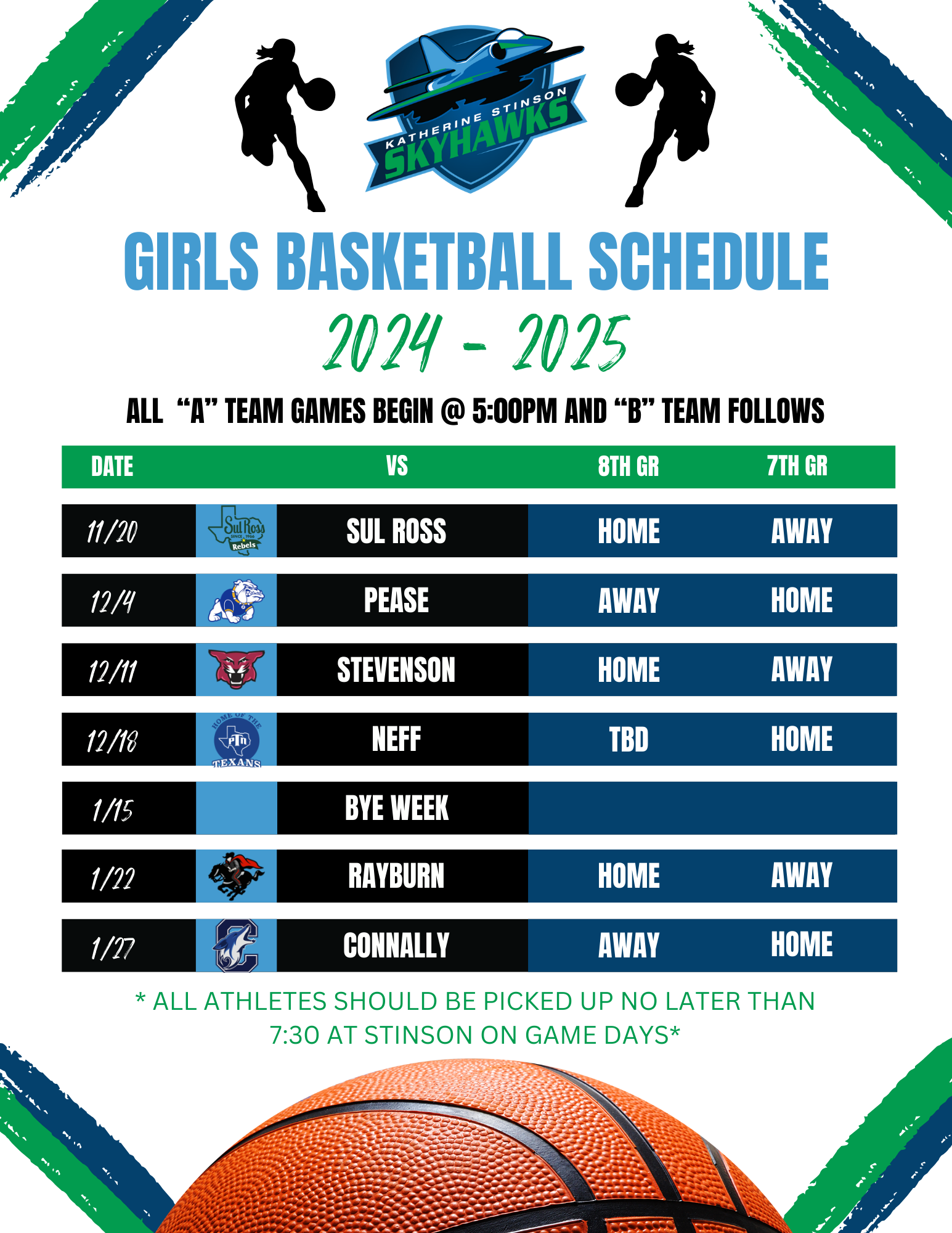 GIRLS BBALL SCHEDULE