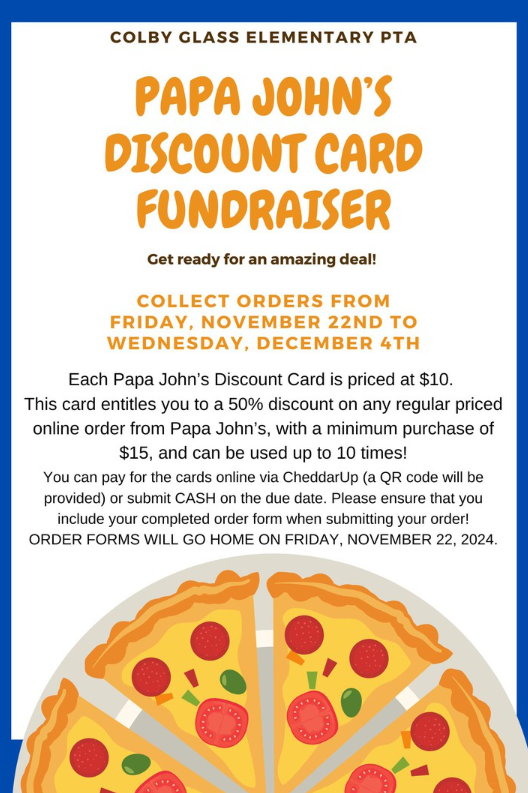 PTA -  Papa John's Fundraiser! event details flyer