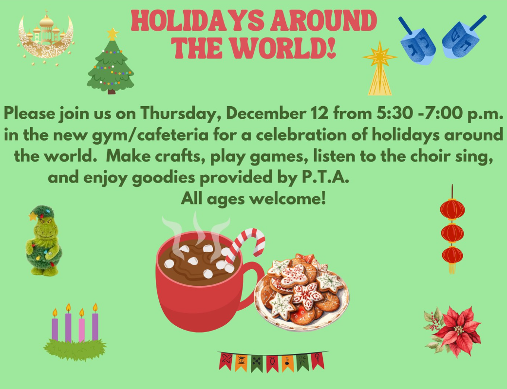 Holidays around the world event details flyer