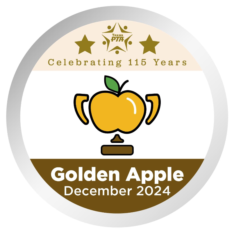 Pic of a golden apple trophy representing the Golden Apple PTA award