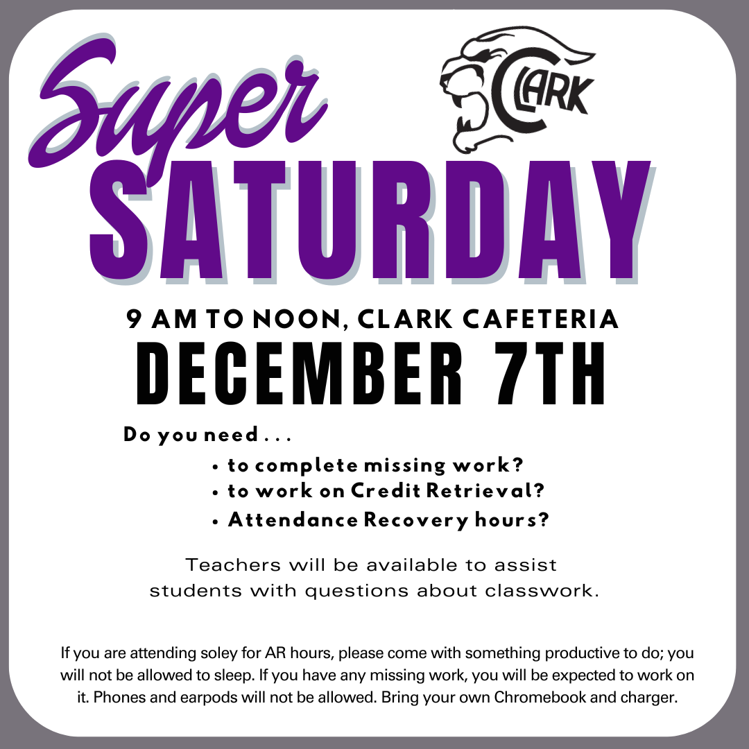 Flyer with information about the Super Saturday event. The same text is next on this webpage.