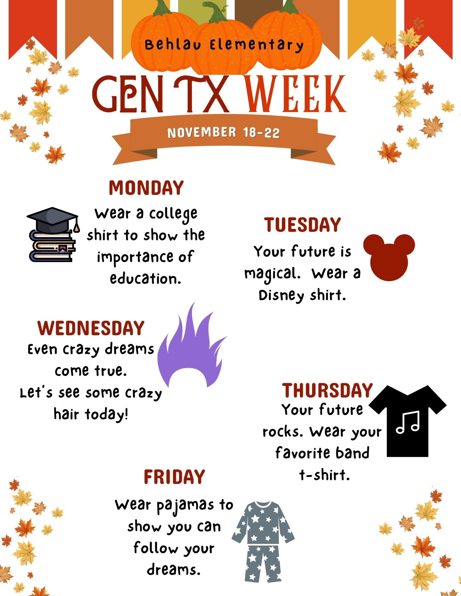 flyer for gen tx week at behlau 