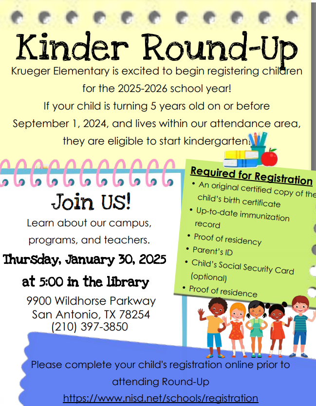 Kindergarten Round Up Flyer Jan 30th