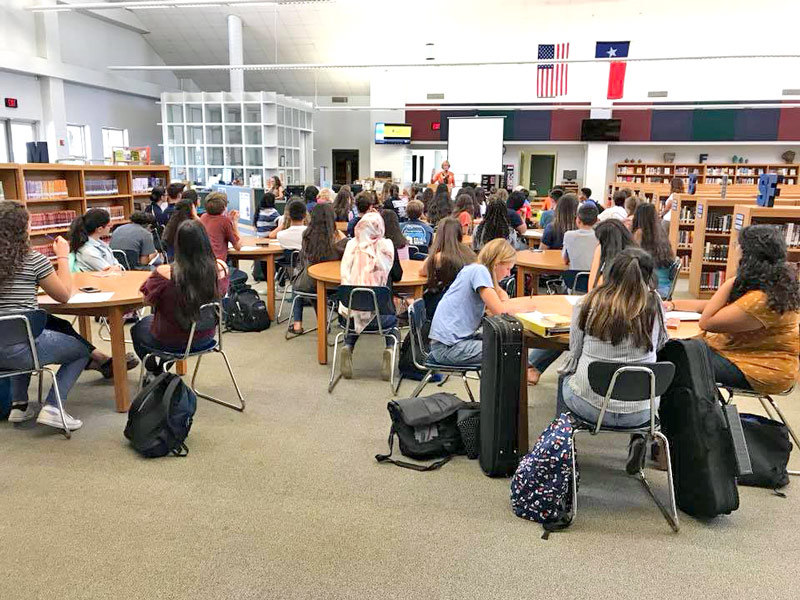 o'connor students in the library 