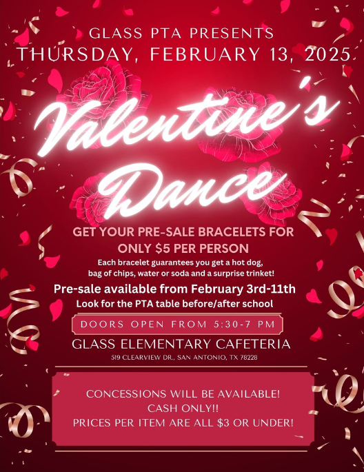 Valentine's Dance flyer with event's details