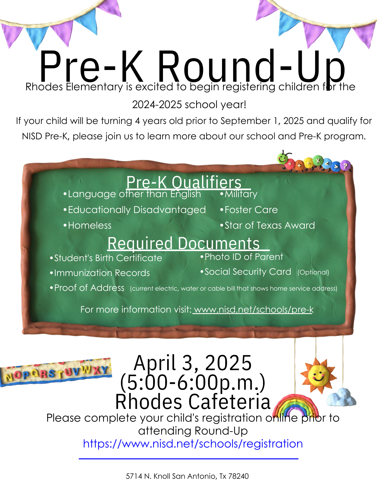 Rhodes Pre-K Round-Up flyer