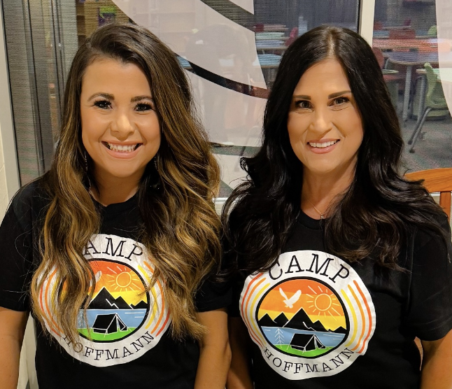 Casual photo of Hoffmann school counselors wearing matching campus spirit shirts.