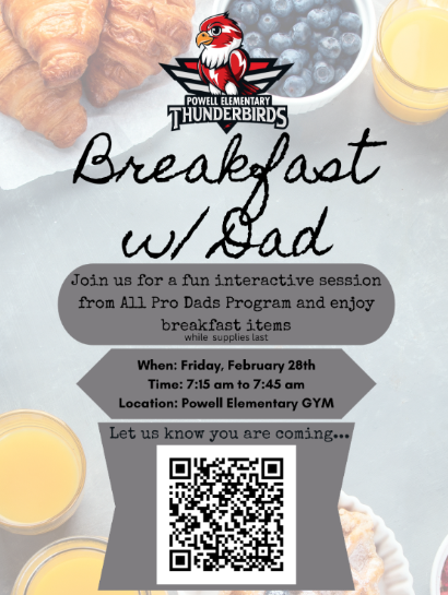 Flyer with event's details for breakfast with dad