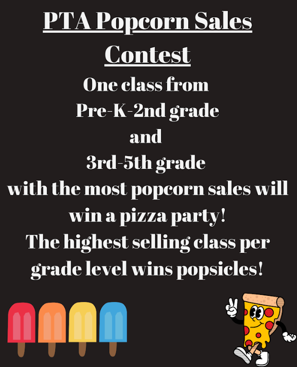 PTA Popcorn Fundraiser flyer with contest details