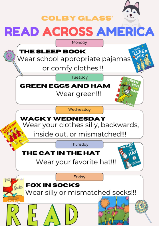 Read Across America flyer with dress up days details