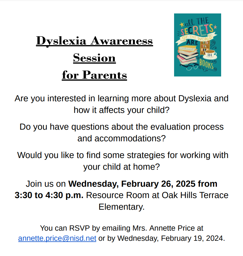 Information image - Dyslexia Awareness session for Parents 