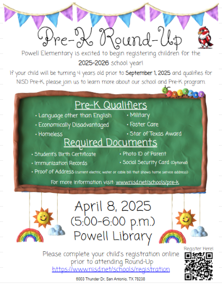 Pre K Round Up flyer with event's details