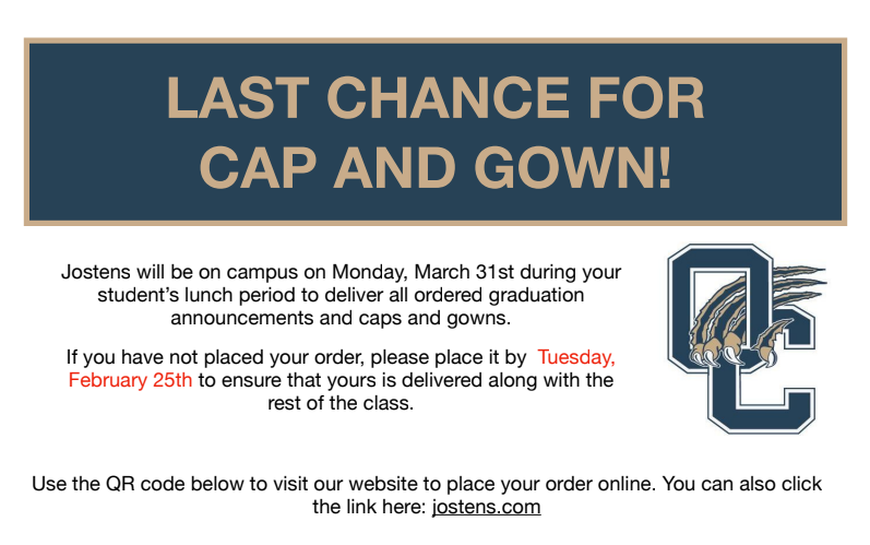 Last Chance for Cap and Gown Delivery 