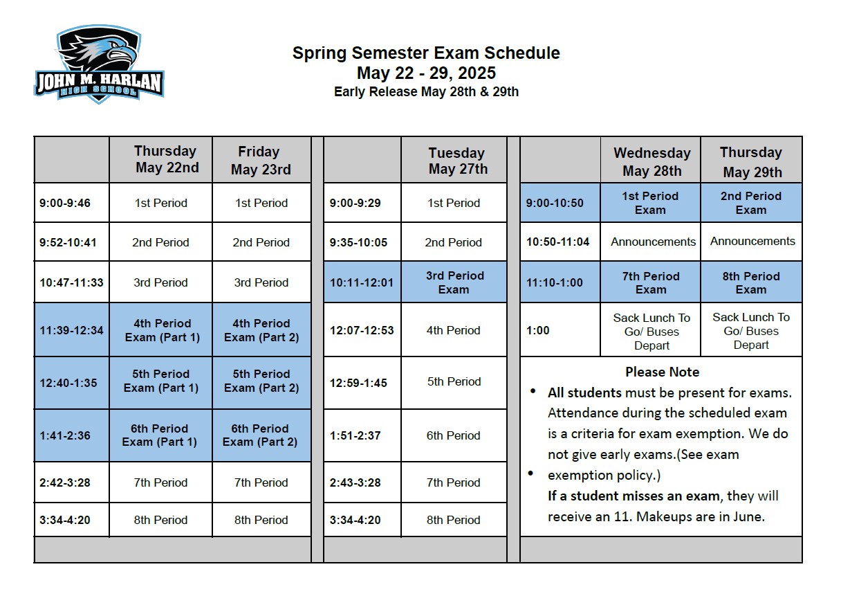 Spring Exam Schedule 