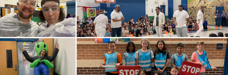 Pic collage of Beard Admin having fun at pep rallies and patrols posing before going to work