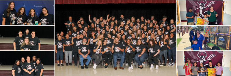 Raba staff being silly, 1st, 2nd, and 3rd grade teams, staff, students and parents enjoying popsicles with the principal