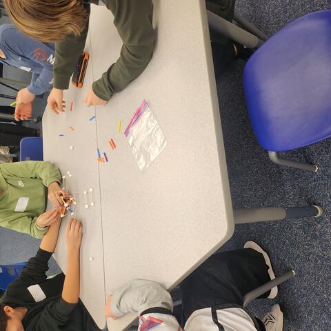 Eighth grade STEM students on a field trip to Jay/Science and Engineering Academy were competing to build the tallest tower.