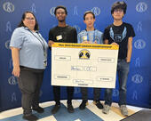 Pictured left to right: Harlan esports sponsor Cynthia Huron, and players Jordin Barnes, Alfred Hernandez, and Dante Rodriguez.