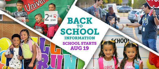 Back to School Information; School starts Aug. 19